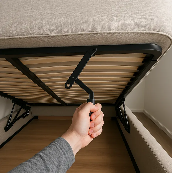 Mecanismo abatible bajo una cama